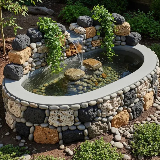 Model Kolam Ikan Kecil dari Semen yang Kuat dan Awet (Image by Gemini AI)