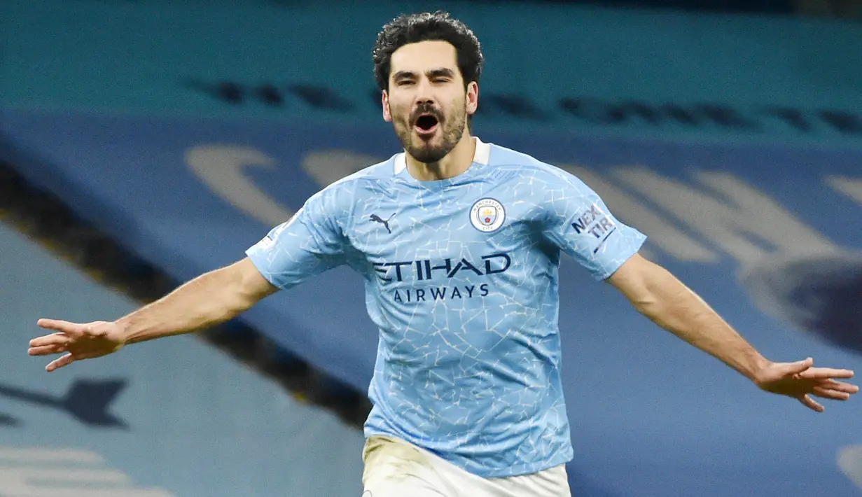 Ilkay Gundogan (Manchester City) - Musim ini bisa dibilang menjadi musim terbaik Gundogan bersama City. Bagaimana tidak, gelandang asal Jerman itu merupakan andalan Pep Guardiola dan tercatat sudah mencetak 16 gol bagi The Citizens. (Rui Vieira/POOL/AFP)