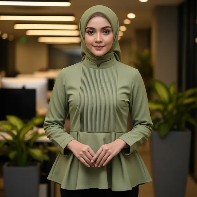 Model Blus Muslimah 2026 yang Anggun dan Nyaman untuk Kerja (Image by Gemini AI)