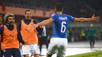 Antonio Candreva merayakan gol ke gawang Albania (AFP)