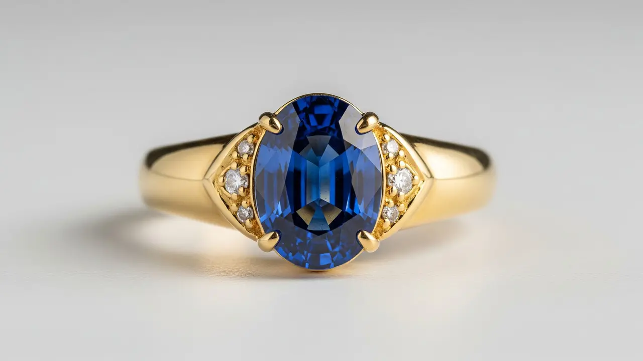 Model Cincin Emas dengan Batu Safir