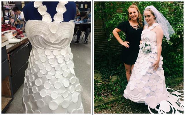 Gaun pengantin terbuat dari sterofoam oleh Alyssa | Photo: Copyright today.com