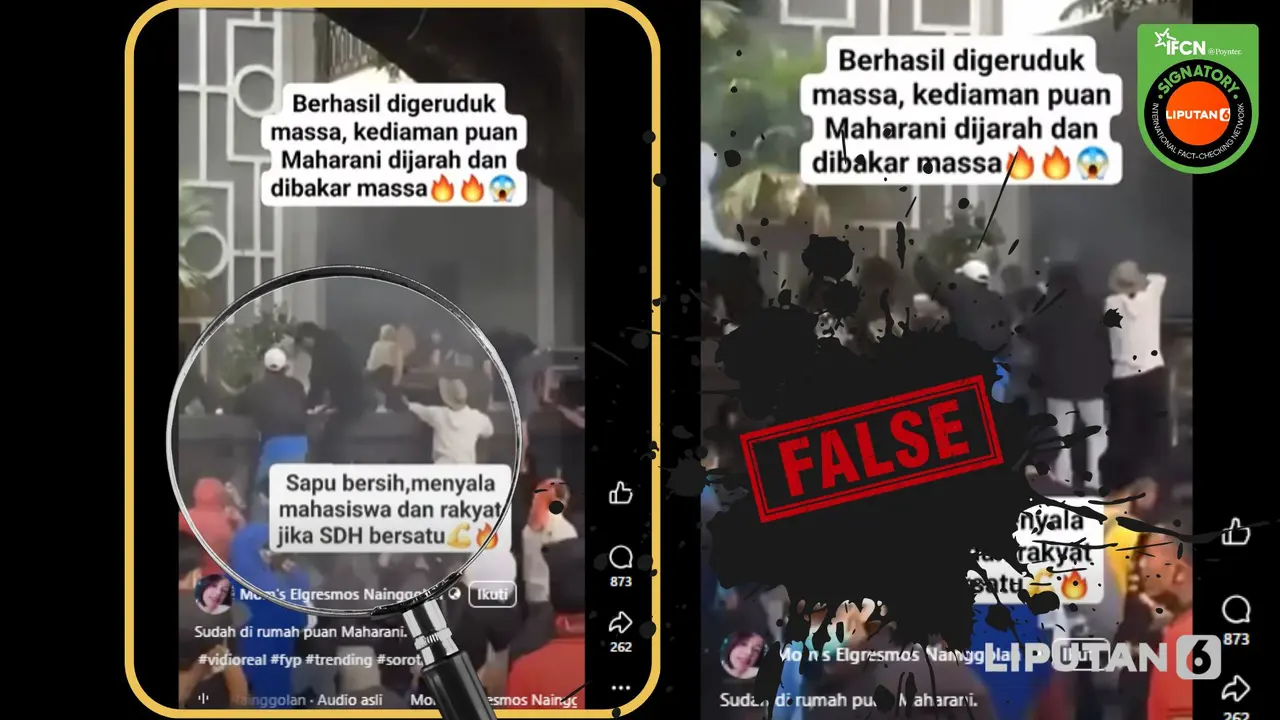 Tangkapan layar klaim video rumah Puan Maharani dijarah dan dibakar massa