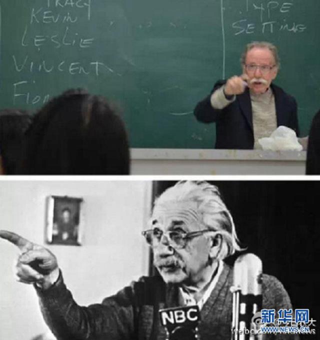 Atas profesor Manzou, bawah Albert Einstein | Photo: Copyright shanghaiist.com