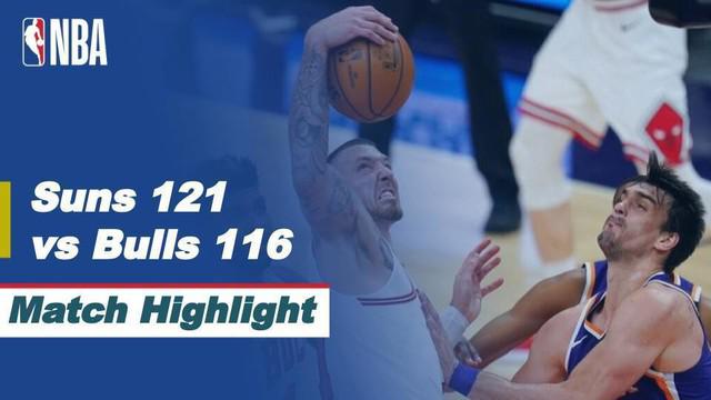 Berita video highlights kemenangan Phoenix Suns atas Chicago Bulls 121-116 dalam laga musim reguler NBA 2020/2021, di mana Devin Booker menorehkan 45 poin, Kamis (1/4/2021) pagi hari WIB.