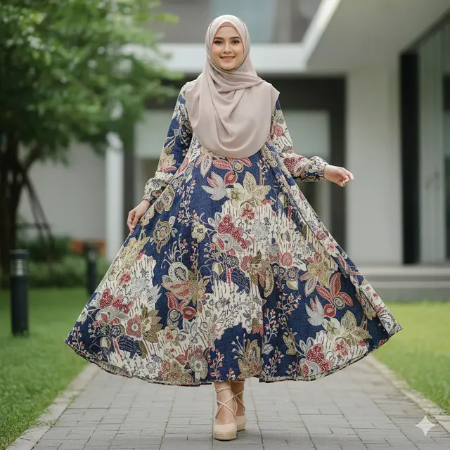 Model Gamis Batik Bahan Rayon Terbaru 2025