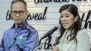 Menkomdigi Meutya Hafid mengumumkan untuk memberantas judi online, kementerian yang dipimpinnya kini menggandeng Otoritas Jasa Keuangan (OJK). (Liputan6.com/Herman Zakharia)