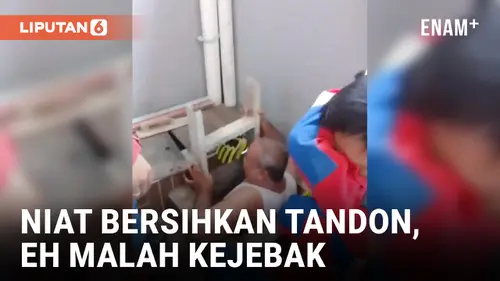 VIDEO: Dramatis! Detik-detik Evakuasi Pria Terjebak di Tandon Air