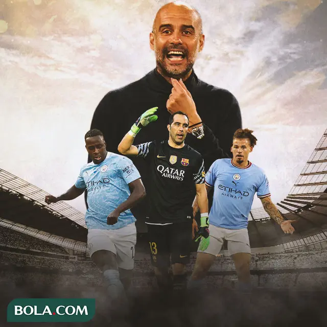 Ilustrasi - Benjamin Mendy, Claudio Bravo, Kalvin Phillips dan Pep Guardiola