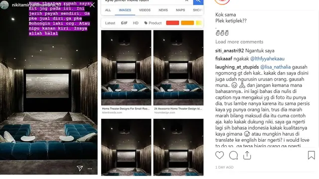 Ruangan home theatre yang diunggah Nikita Mirzani persis dengan milik Kylie Jenner (Instagram/ @lambe_turah)