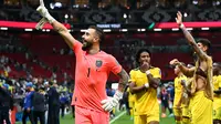 Kiper Ekuador Hernan Galindez usai mengalahkan Qatar di laga perdana Piala Dunia 2022 (Raul ARBOLEDA / AFP)