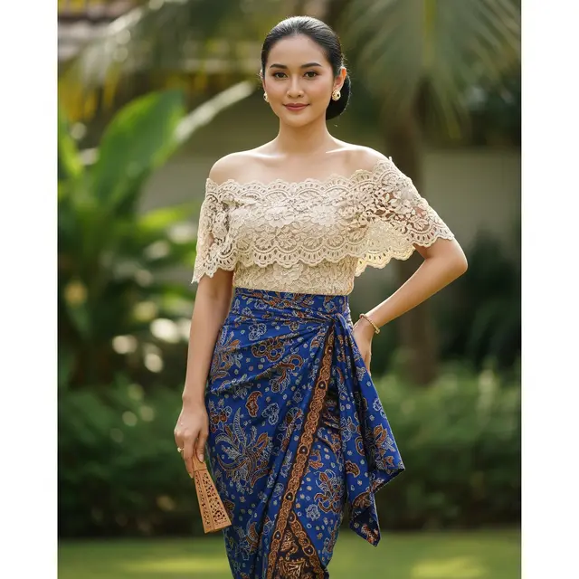 9 Model Atasan Brokat Modern Bawahan Rok Batik Lilit Elegan, Gaya Kondangan Kekinian