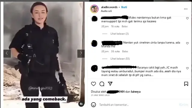 Amanda Manopo comeback lewat sinetron Cinta Tanpa Karena (Foto; Instagram minur_aja2023/aladin.words)