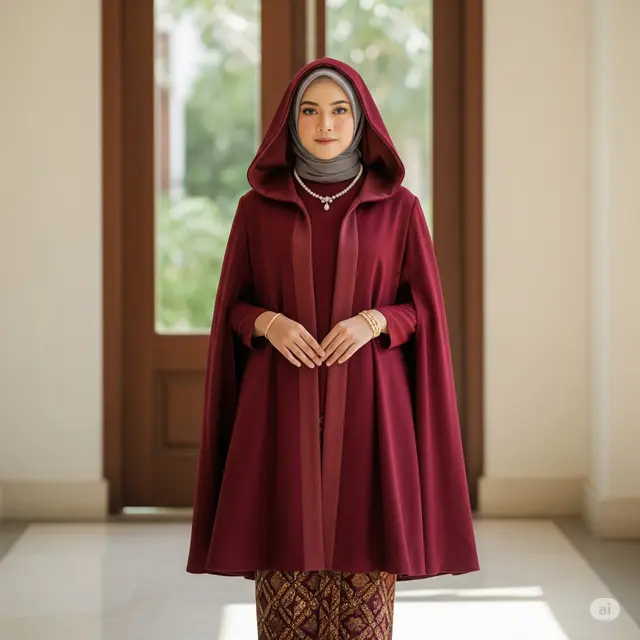 Baju Kondangan Burgundy. Foto: Gemini