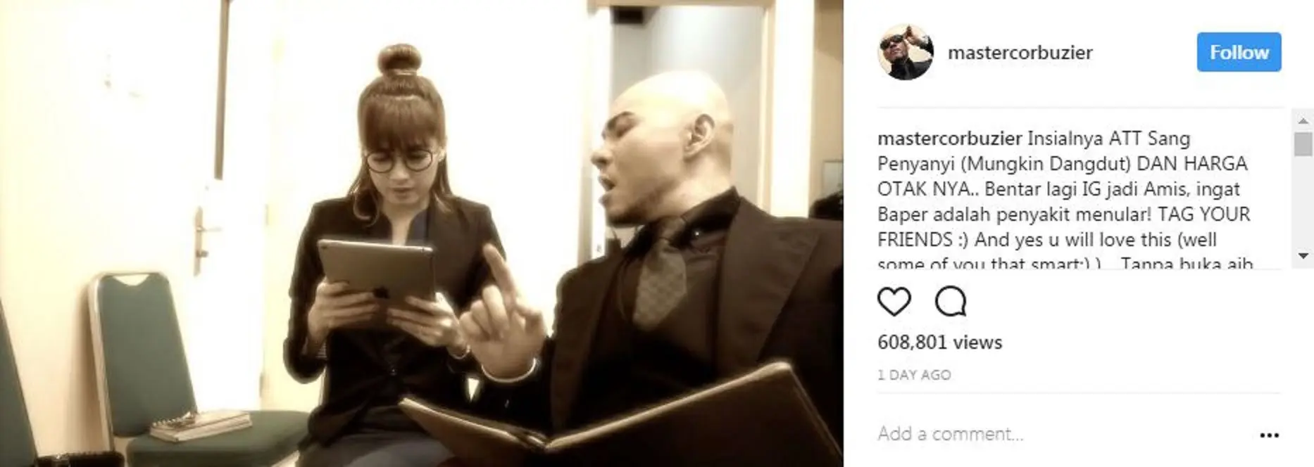 Deddy Corbuzier dan Chika Jessica (Instagram/@mastercorbuzier)