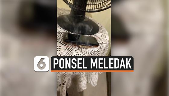 VIDEO: Ponsel Meledak dan Berasap Saat di Cas