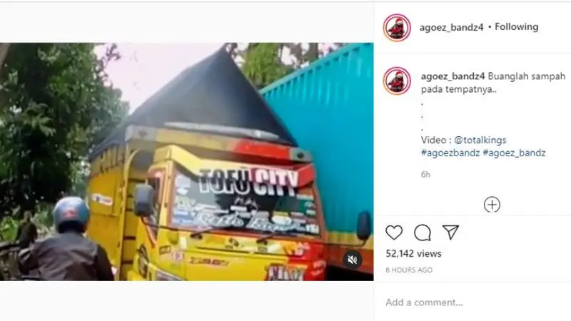 Pemotor Ini Beri Pelajaran 'Menyakitkan' ke Supir Truk (Instagram @agoez_bandz4)