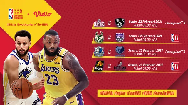 Jadwal NBA 2020/2021 pekan ke-10 di Vidio