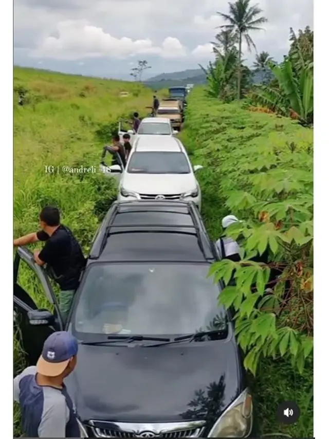 Niat Hindari Macet, Puluhan Mobil Ini Malah Terjebak Jalan Tanah di Kebun Singkong