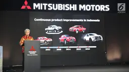 Program Director of Mitsubishi Motors Corporation (MMC) Koichi Namiki memberi paparan saat Mitsubishi Triton Tribute Night di Jakarta, Selasa (2/7/2019). MMC di Indonesia memperkenalkan New Triton sebagai model terbaru untuk pasar Indonesia. (Liputan6.com/HO/Yogi)