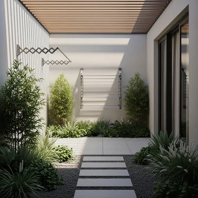 Tempat Jemur Tersembunyi untuk Rumah Minimalis (AI Generated)