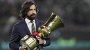 Kabar mengejutkan datang dari klub juara Serie A musim 2019-2020, Juventus. Tim berjulukan La Vecchia Signora itu resmi menunjuk Andrea Pirlo sebagai pelatih baru. (AFP/Isabella Bonotto)