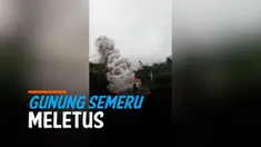 Warga merekam detik-detik muntahan awan panas Gunung Semeru. Letusan gunung Semeru Sabtu (4/12) sore memicu kepanikan warga setempat yang berbondong-bondong selamatkan diri.