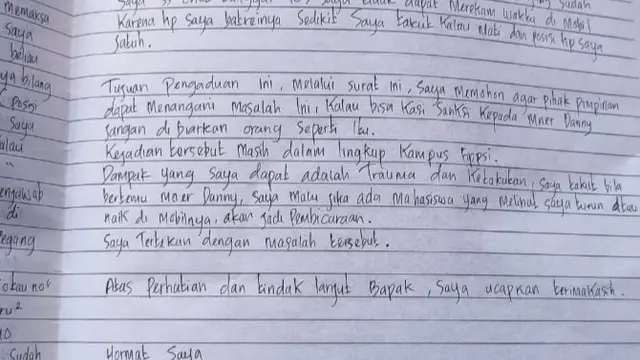 Surat berisi curhatan mahasiswi Manado sebelum tewas gantung diri