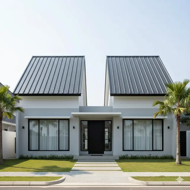 Rumah Sederhana Atap Baja Ringan tapi Mewah dengan Gaya Modern (Foto: Gemini AI)
