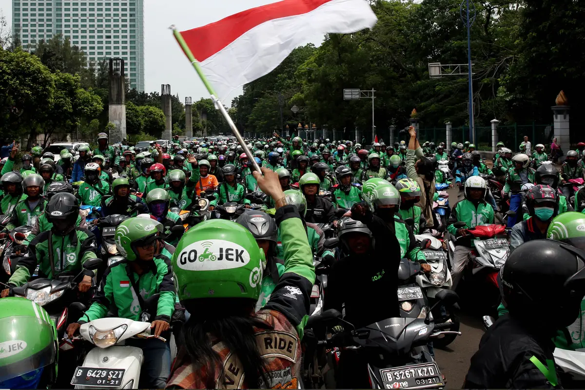 20161003-Demo Ojek Online, Gojek-Jakarta