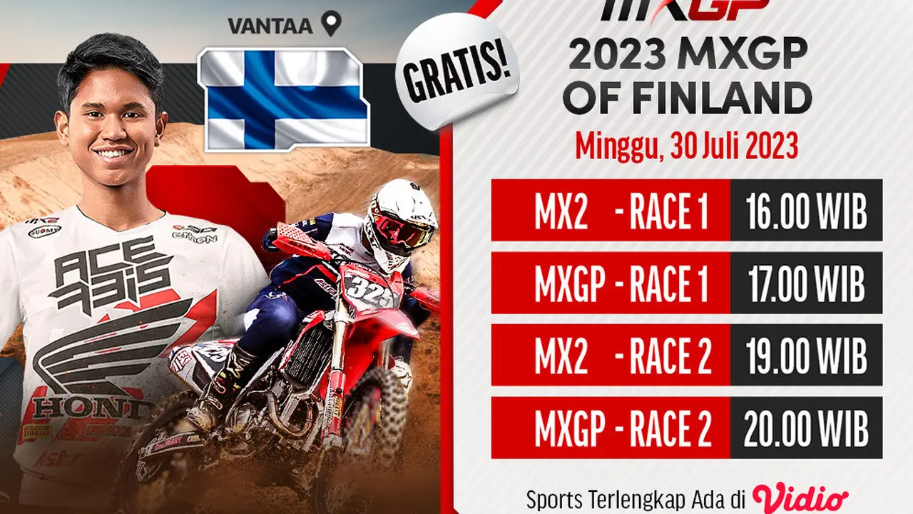 Link Live Streaming MXGP 2023 Finlandia di Vidio, Minggu 30 Juli 2023