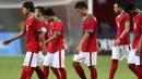 Ekspresi pemain Indonesia U-23 setelah kalah 0-5 dari Thailand U-23. (Bola.com/Arief Bagus)