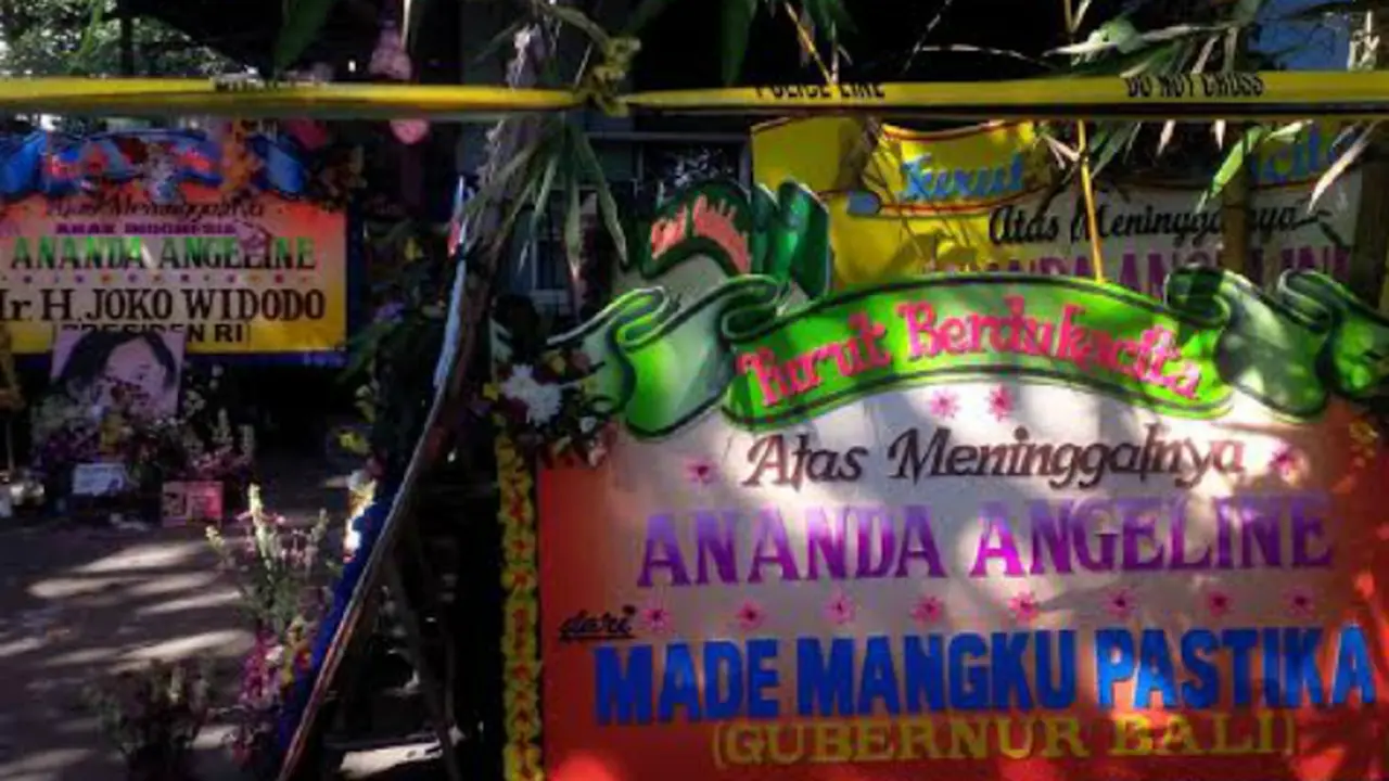 Karangan bunga dari Jokowi dan Gubernur Bali untuk Angeline.