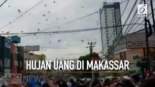 Rekaman video hujan uang di Makasar.