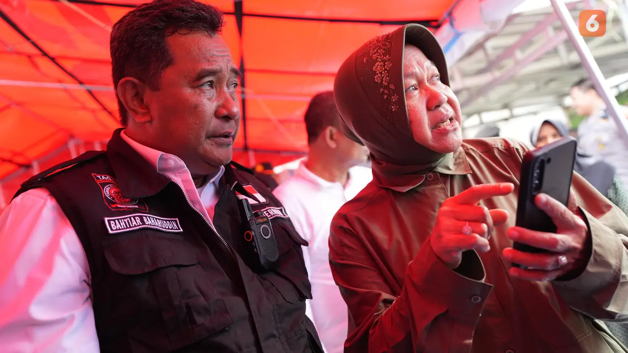 Mensos Tri Rismaharini dan Pj Gubernur Sulsel Bahtiar Baharuddin (Liputan6.com/Istimewa)