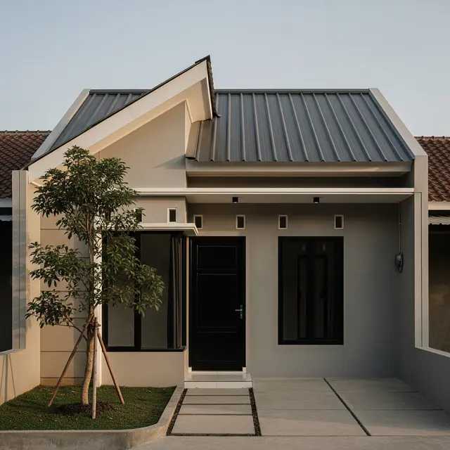 9 Contoh Fasad Rumah Minimalis Satu Lantai Atap Pelana Miring, Modern dan Fungsional