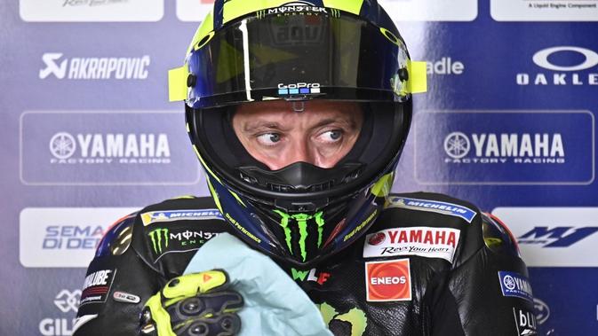 Pembalap Monster Energy Yamaha, Valentino Rossi, realistis menatap MotoGP Aragon 2019. (AFP/Tobias Schwarz)