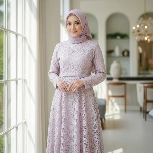 9 Model Gamis Brokat Cantik, Tampil Anggun dan Modern di Setiap Acara
