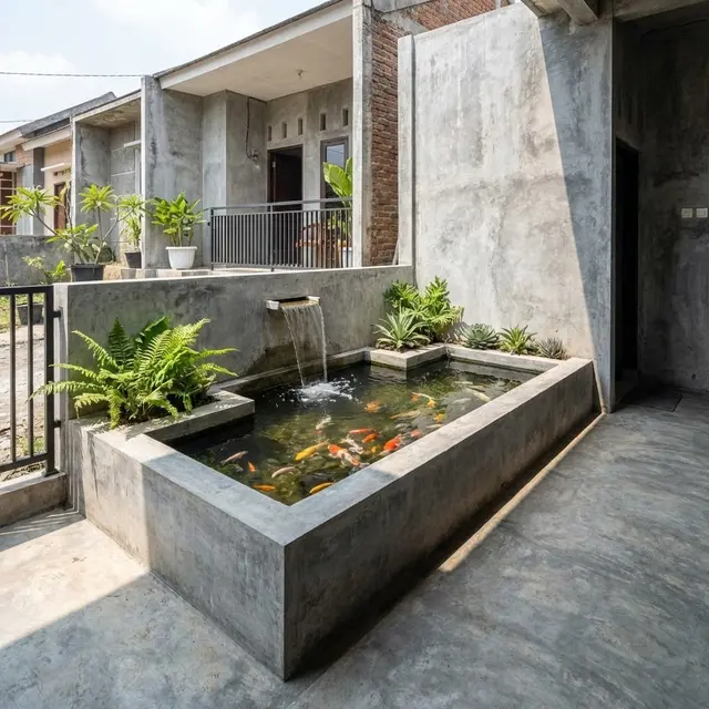 Gaya Industrial dengan Beton Ekspos (Gemini AI)
