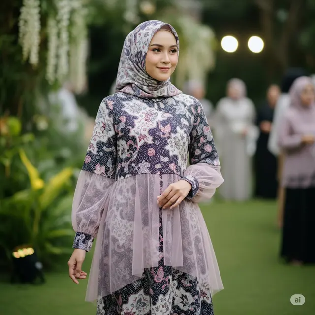 Model Baju Gamis Batik Pesta Elegan Terbaru 2025. Foto: Gemini