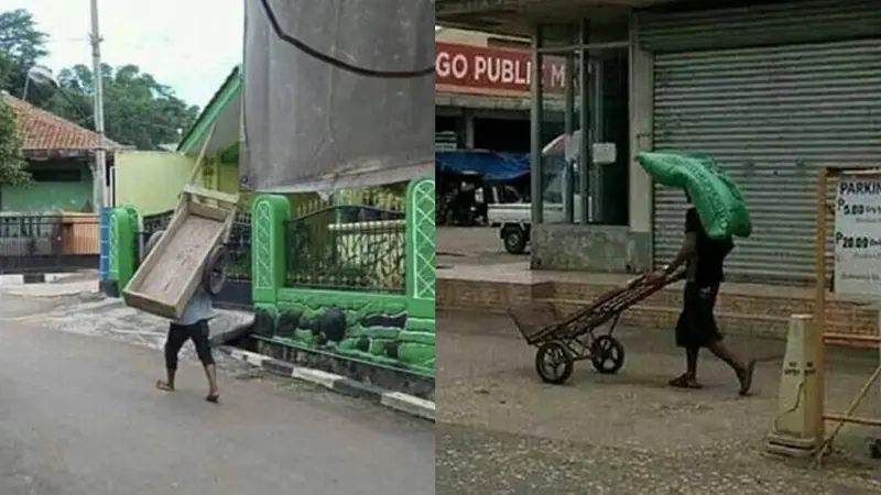 6 Tingkah Kuli Bangunan Angkat Gerobak Dorong Ini Sia-Sia, Persulit Diri Sendiri