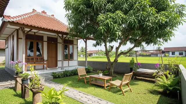 9 Desain Rumah Desa dengan Area Santai Bawah Pohon Mangga, Hunian Sejuk dan Asri