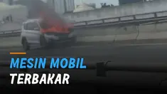 Sebuah mobil terbakar di pinggir jalan. Kejadian itu terjadi di KM 01+600 arah Rawamangun, Jakarta Timur.