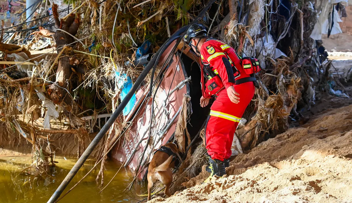 Perdana Menteri, Pedro Sanchez mengatakan 211 orang tewas akibat banjir yang melanda wilayah Valencia, Spanyol timur. (JOSE JORDAN/AFP)