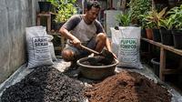 Menyiapkan media tanam dengan mencampur arang sekam, tanah topsoil, dan pupuk kompos (Gemini AI)