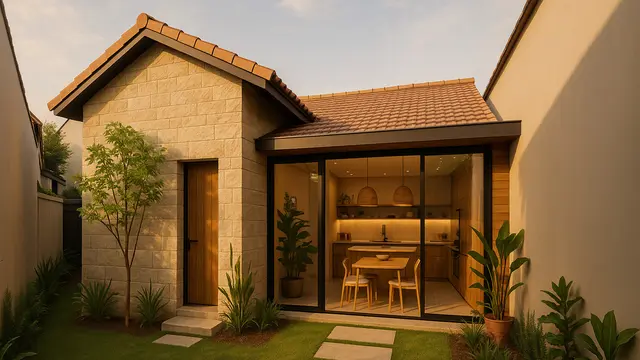 Model Rumah 3 Kamar 1 Lantai dengan Dapur Terbuka