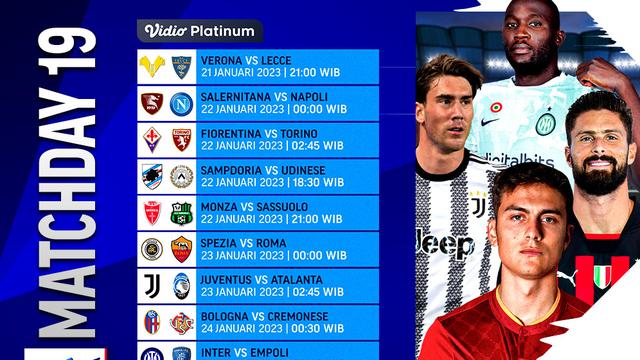 Jadwal dan Live Streaming Liga Italia 2022/2023 Matchday 19 di Vidio, 21-25 Januari 2023
