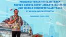 Direktur HR, SSHE dan Asset PT KCIC Adhi Priyanto memberikan sambutan  dalam Seremoni Produksi Terakhir Slab Track KCJB di pabrik Slab Track PT Wika Beton, Karawang, Jawa Barat, Rabu (18/5/2022). (Liputan6.com/Herman Zakharia)