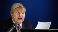 Miliarder sekaligus filantropis berpengaruh dunia, George Soros dalam agenda World Economic Forum 2019 (AFP/Fabrice Coffrini)