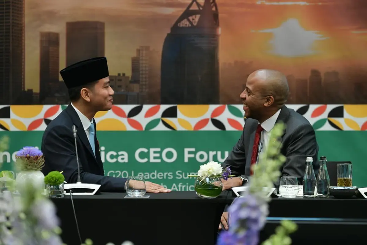 Wakil Presiden Gibran Saat Menghadiri Indonesia–Africa CEO Forum 2025 di Saxon Hotel, Johannesburg, Jumat 21 November 2025.